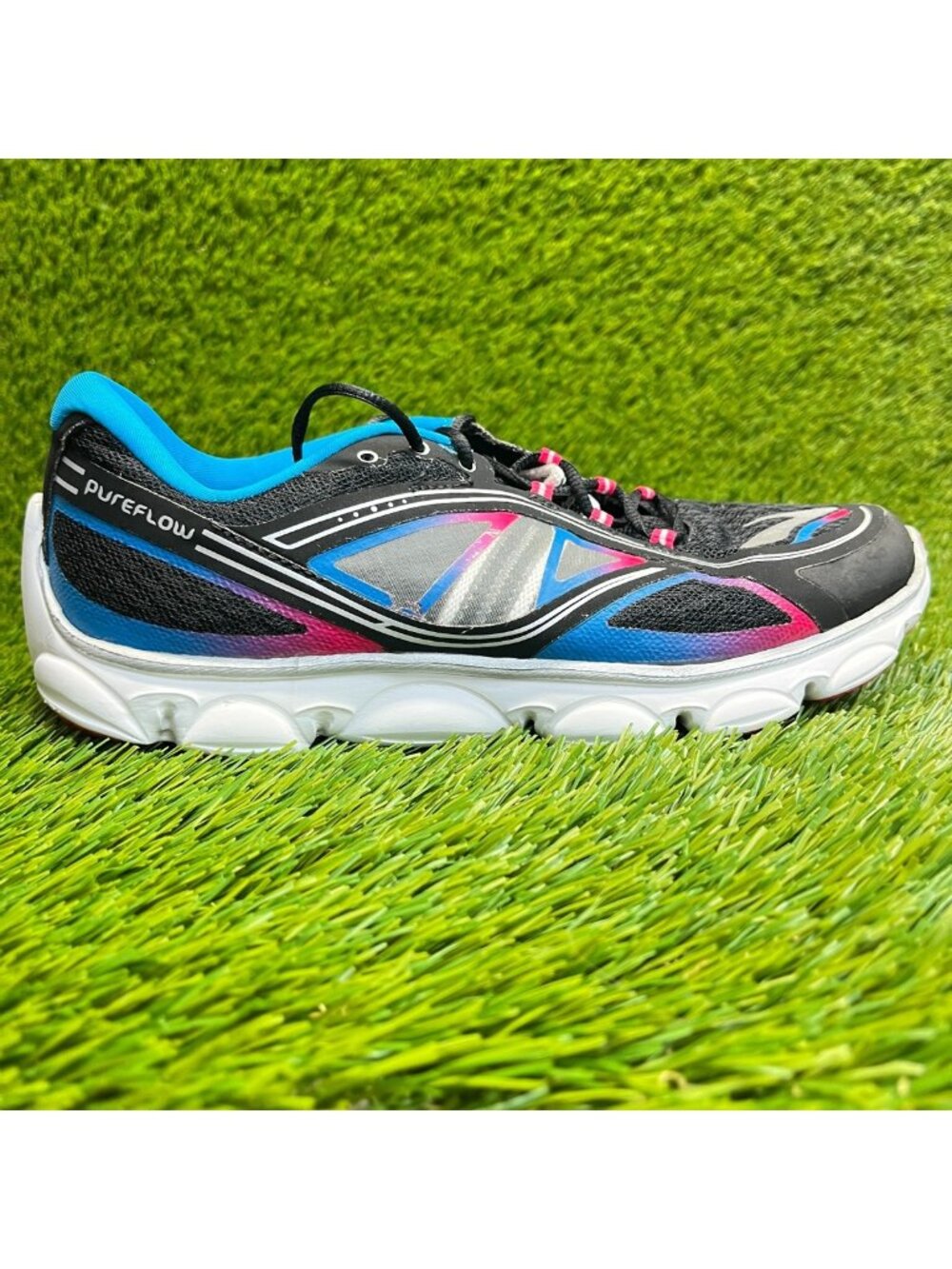Brooks PureFlow 3 Girls Size 6Y Black Blue Pink Running Athletic Shoes Sneakers